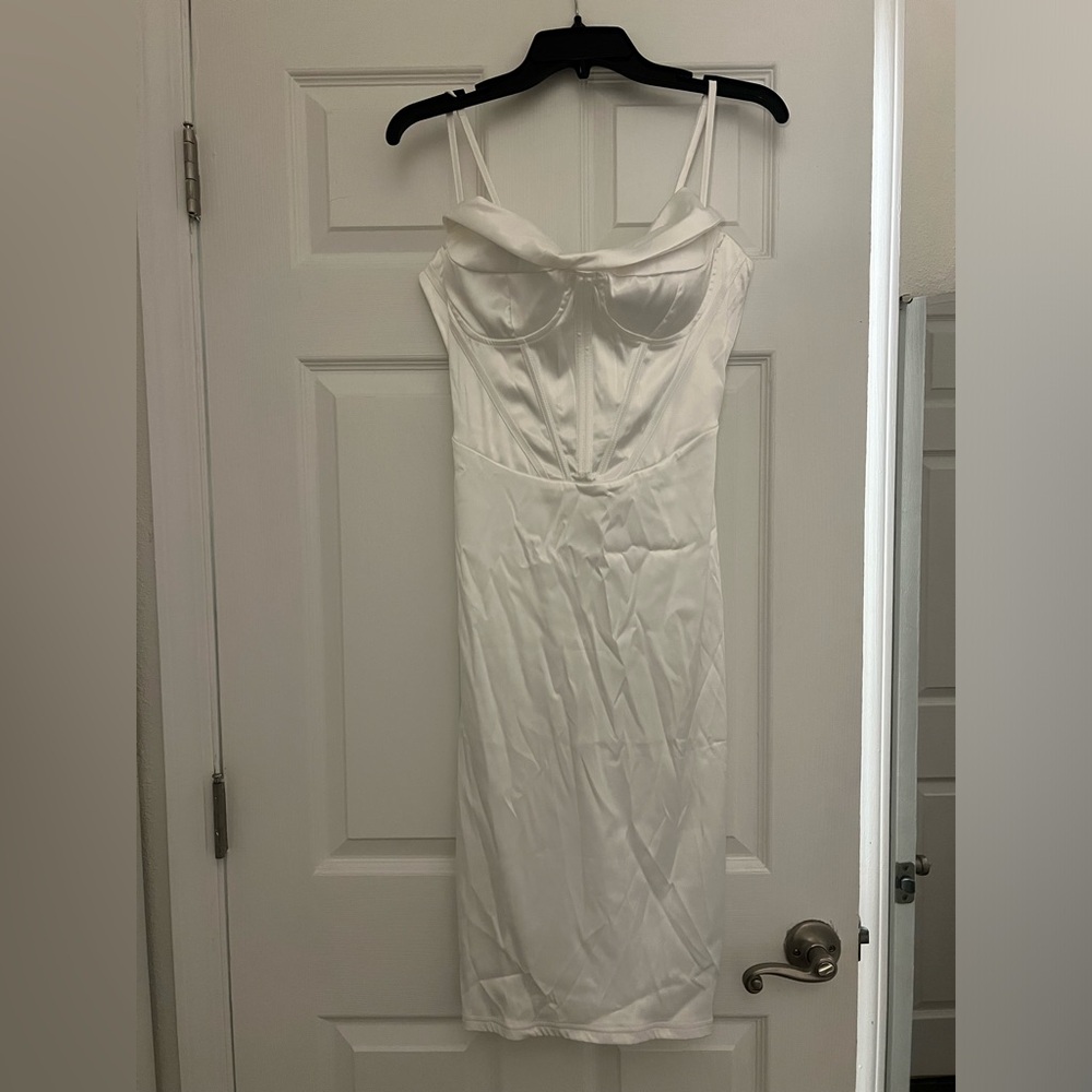 Satin Knee-Length Bachelorette Dress With Boning